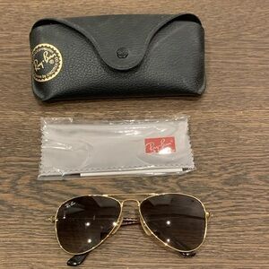 Ray-Ban Kids Gold Frame Sunglasses with Dark Lenses Toddler Size